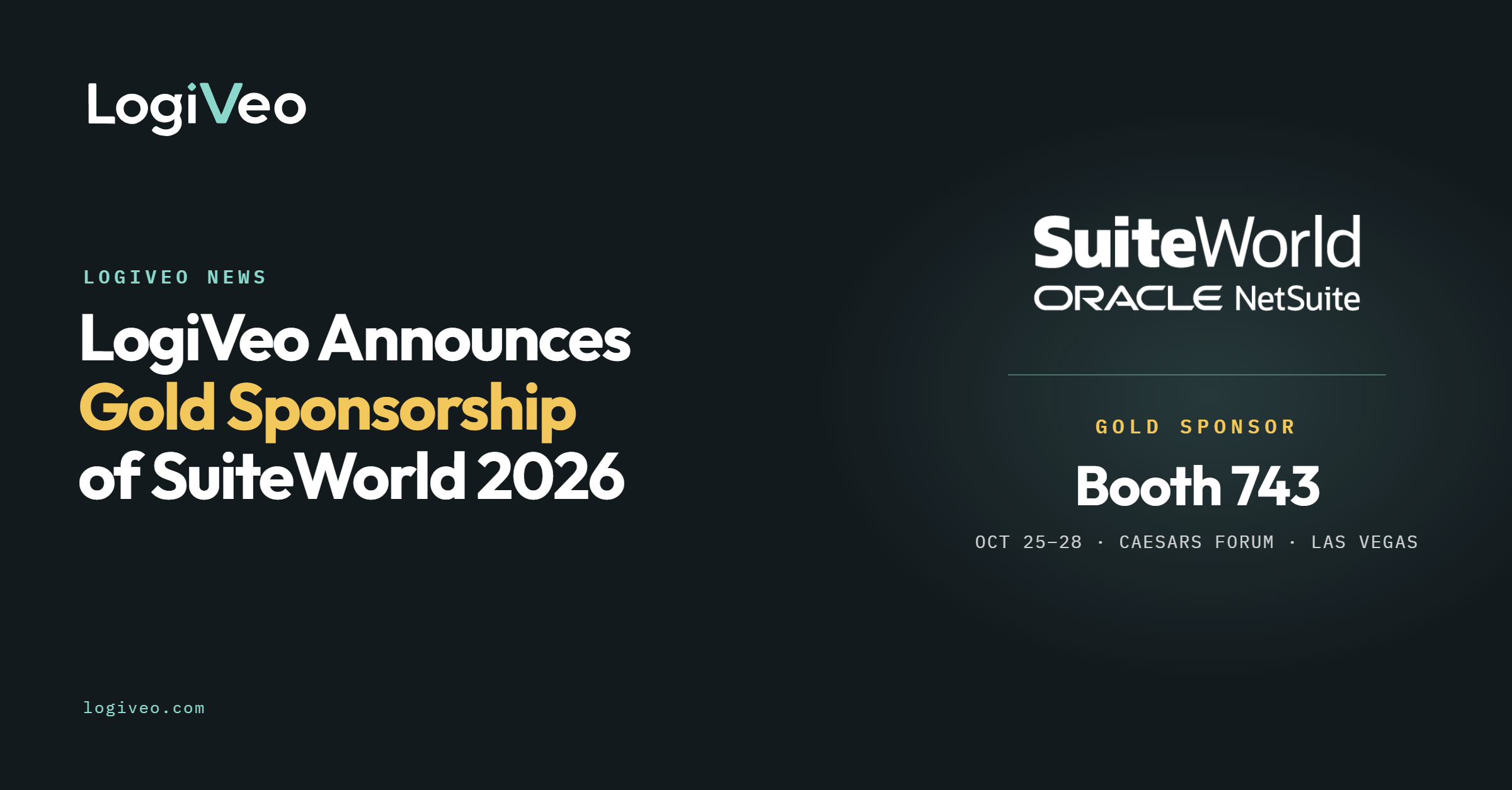 LogiVeo Announces Gold Sponsorship of SuiteWorld 2026